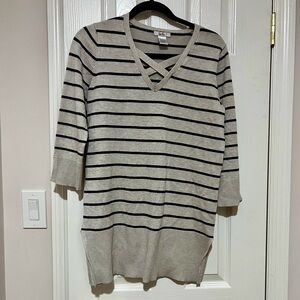 Isela Striped Criss-Cross V-Neck Sweater
